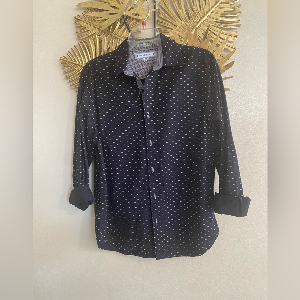 PD&C Black and White Patterned Casual Shirt